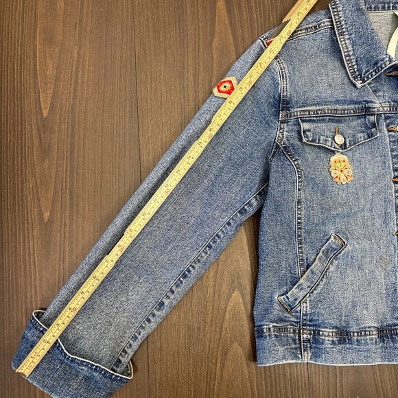 Debra deRoo Embellished Denim‎ Jacket Women’s Large Patch Detail Crown Crest VTG - Picture 13 of 16